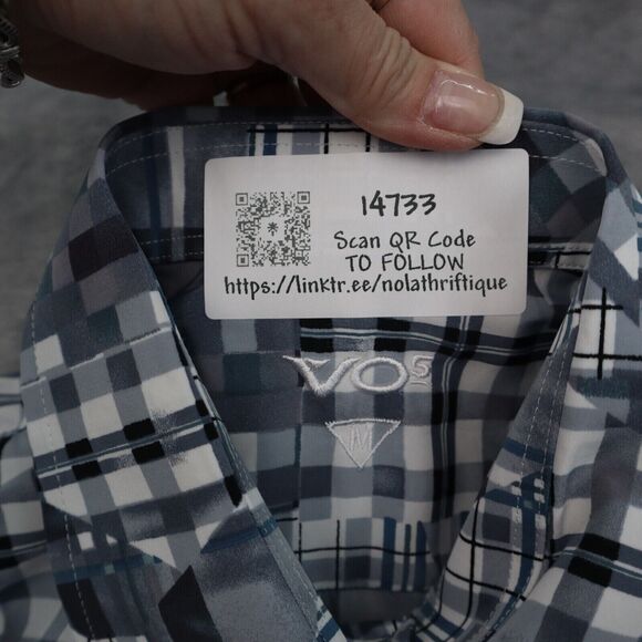 VO5 Shirt Mens L Gray Geometric Cinco En Todo Button Up Short Sleeve Collared - Picture 15 of 15